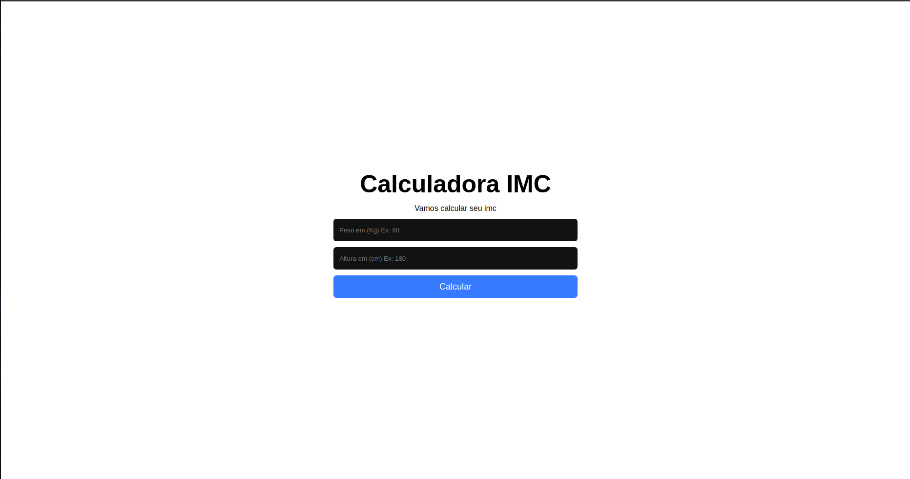 Projeto: Calculadora IMC/BMI Calculator